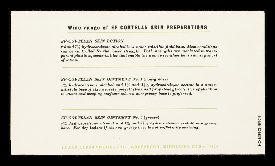 News note : new for combined hydrocortisone and antibiotic therapy : EF-Cortelan with neomycin eye ointment.