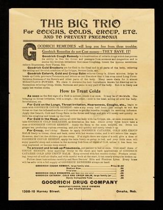 The big trio : for coughs, colds, croup, etc. and to prevent pneumonia.