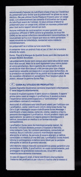 Durex / Reckitt Benckiser Healthcare (UK) Limited.