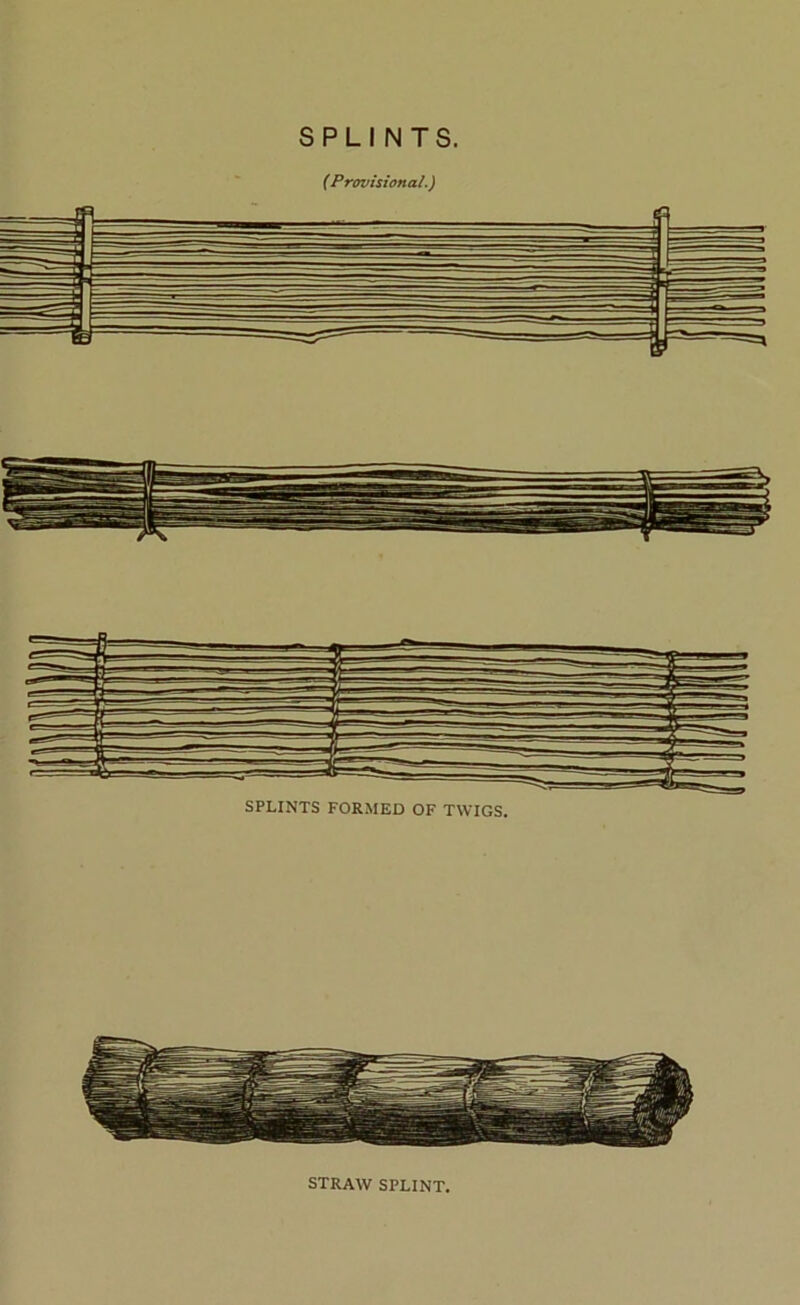 SPLINTS. (Provisional.) SPLINTS FORMED OF TWIGS. STRAW SPLINT,