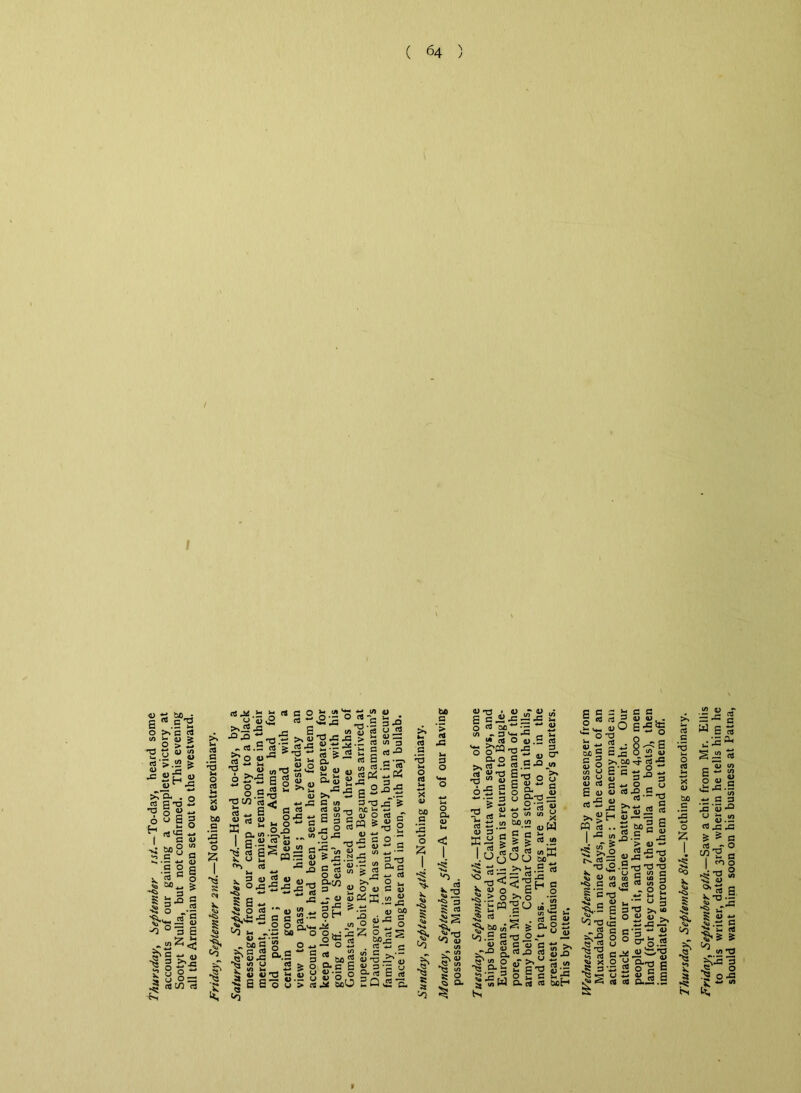 Thursday, September ist.—To-day, heard some accounts of our gaining a complete victory at Sootyt Nulla, but not confirmed. This evening all the Armenian women set out to the westward. .0 05 — >- ui  in  e'~'- 73 O ■*-* 43 G ^ ^ *2 4) .. ctt .3 cs ajS-5 — — , JG * V. « S iS 3 3-0 03 U rt S 35 « 2 2' lilil ~8.sJ2 •aw «!< rt — E hi a (DO v2 SJ a> a. a. 5 V) ^ 42 - <D 22 (fl ifl 3 § a-® B -ST Sijo s2^6 — ,£3 3 U) 3 73 .c S C rt rt u_ Hex - „ OJ34-.p!2^a>ort o« c c ? = ta £ 0 2 1 *<3 s <N s | 5 m - e .5 | f‘S-5*S e O - C o £ W-S 2 s-3.2-f= 3-a k U „ ^ a 3TJ O- o r-> s-> & O 42 ^ — ■*-» a) .22 — m — 42 ^ c3 a) > c3 |§fil«^'S§<Q!;o«is is: S - .3 ** °§tr:-Sz .MC « o -.2 o bo G ^ E »- CB 03 42 :s ^ 'O G s 0 2 o x _ 4> bo G 42 0 £ 1 s Ss 3 IS o „ S 5.2 S..S 00 g-® § 0 rt S S?J= 03 (/) (J . 2 & C a! !S « c 5o«2«i2=« S UT3 J; 5 y Ji'5 ° £ 5 e So 8 > 23 &o > o Q- < I r\ 03 0/5 *0 . v ^ *0 •>0) r-J s* 5 I 3 ^ <u <3 to ^2 <s> S O ^ CL O rt OC • — Ifl «3Uj^3 i, ■* cfl o 45 ,3 cs o §*«-«5 „ g. . ^ 1- o ■■52 u 1 « 2S a. g a.-o — 2rt g « « u v TO ^ u X S tt.s 0W u 3 _ e c £ v 3 35 0 o rt rto ^ ^ a; U OT) a3 QJ ^ 03 . g CS^O ^ ^ ^ .!5 &* 5 S -| . 55 a & ■^a SS & o-Sg ^ fl 0 fl ^ ^X3 c« a,j3 'te-l sTs'S s-j § -S W a S § SbH S 3 J3 >. 60 S '5 t/J W fl) 2 rt 3 *■> r O (U 42 a> G 43 >v >.®H £ M « .. g 42' >* ^2 a, 'S^-e n, U ^ w (/) to ^ G cfl (3 •|<-S S 3 Z o ^ ^ (G CTj C •“• S-S § CX 3 C 3 C P I ■‘ii -S 2 ‘ X c ^ O  5 3-0 2 ^2 »5 u *- CO 3 C 4) IU . . C£fe 3-o O „ _ 3? § rj- a3 1-5 0 V 42 G . . , G <D iS be 2 S c G (D s 4: > <D — ♦* (JJ -O 73 73 C»s G 10 3 :-§§ • ~ ° s 1 %z ti 3-2 cr g.5 <D -r 4) §~2 6 y.§ &x c IS 0 Z 1 s °0 !v <u .2 2 S' wes pisw Ij2« E*q3 w —* (O A) o (D 3 42 .S ^ to — G 3 42 ‘5 u 5.2 03 42 42 ^ ^ G 03 - ° ^ a | coo ^ O ^ <D JS s. o * k. -o •—' <0 43 15*- & ^ ui 33 FI IS O -3 r - <n