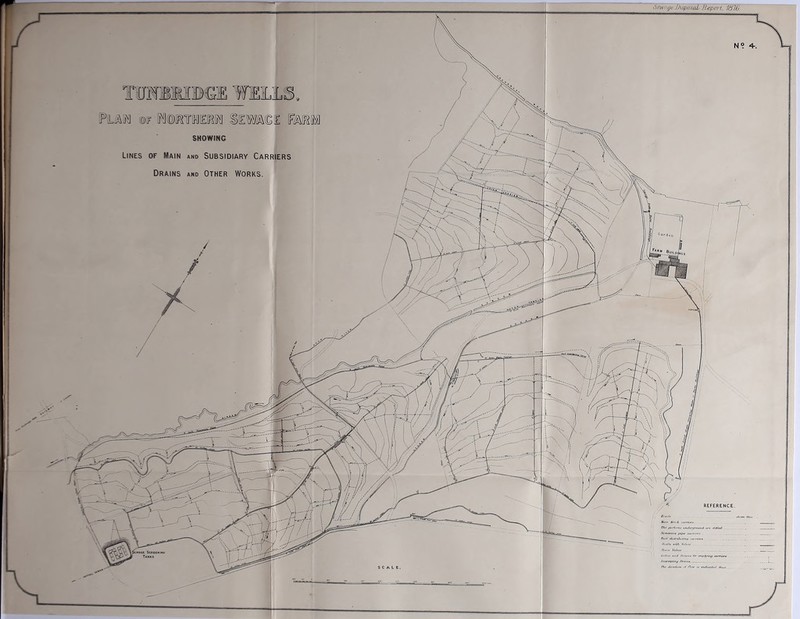 SfWffft 'Disposal Deport. 1876 N ? 4-. romiMDca SHOWING Lines of Main and Subsidiary Carriers Drains and Other Works.