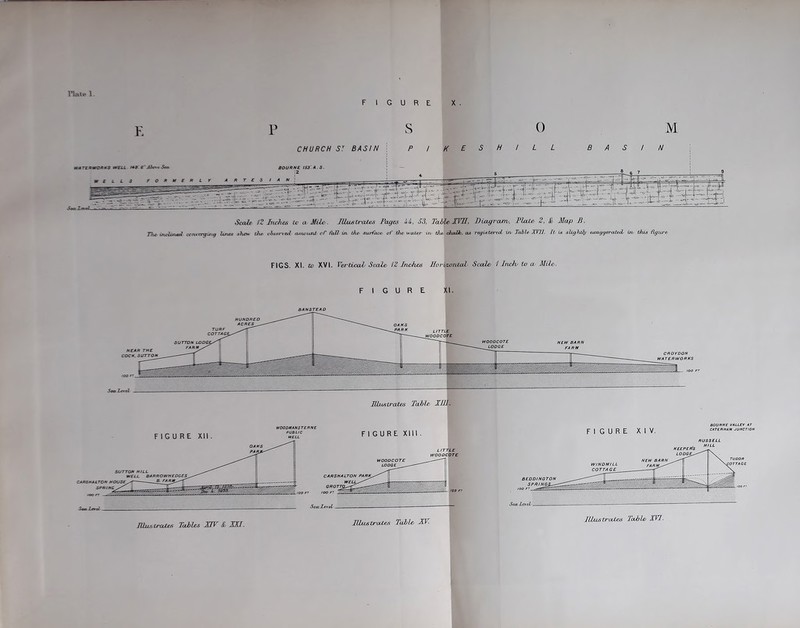 1'late 1. FIGURE S X . 0 M FIGS. XI. to XVI. Vertical/ Scale/ 12 Inches horizontal Scale 11nch to a Mile. FIGURE XI. BAN STEAD FIGURE XII. WOODMANS TERNE PUBLIC WELL FIGURE XI11 . FIGURE XIV. BEDD/NOTON SPRING, too rr Ulus trcutes Tables XIV &- XXI. Illustrates Table/ XV. Illustrates Table/ XVI.