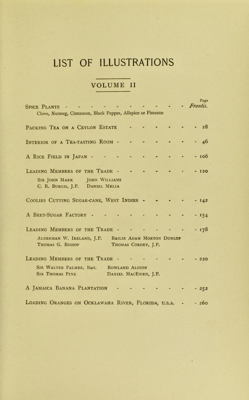 LIST OF ILLUSTRATIONS VOLUME II Page Spice Plants Frontts. Clove, Nutmeg, Cinnamon, Black Pepper, Allspice or Pimento Packing Tea on a Ceylon Estate 28 Interior of a Tea-tasting Room 46 A Rice Field in Japan ... - 106 Leading Members of the Trade 120 Sir John Mark John Williams C. R. Burgis, J.P. Daniel Melia Coolies Cutting Sugar-cane, West Indies 142 A Beet-Sugar Factory 154 Leading Members of the Trade 178 Alderman W. Ireland, J.P. Bailie Adam Morton Dunlop Thomas G. Bishop Thomas Cordey, J.P. Leading Members of the Trade 220 Sir Walter Palmer, Bart. Rowland Alston Sir Thomas Pink Daniel MacEwen, J.P. A Jamaica Banana Plantation 252 Loading Oranges on Ocklawaha River, Florida, u.s.a. - 260