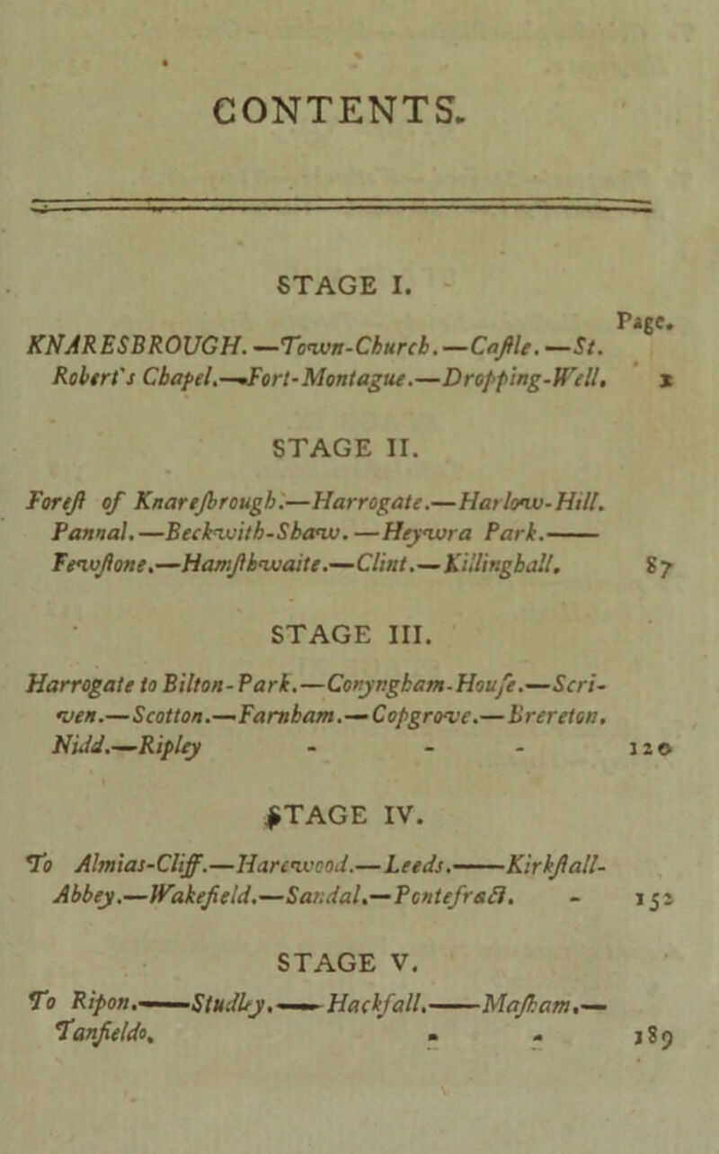 CONTENTS. STAGE I. KNARESBROUGH. —Town-Churcb.— Cofile. —St. Rohtrt's Chapel.—Fort-Montague.—Dropping-Well, STAGE II. Foreji of Knarejbrough.—Harrogate.—Harlow-Hill. Pannal.—Beckwith-Sbaw. —Heywra Park. Fewfione.—Hamjihwaite.—Clint.— Killinghall. STAGE III. Harrogate to Bilton-Park. —Conyngbam-Houfit.—Scri- men.—Scotton.—Famham.—Copgro'vc.—Brereton. Nidd.—Ripley - - $TAGE IV. To Almias-Cliff.—Harcwood.—Leeds. Kirkfiall- Abbey.—Wakefield.—Sandal.—Pcntefrafl. STAGE V. To Ripon■ Studlfy.— Flack fall, Majham,— Tanfieldo, . Pigt. 8? no 189