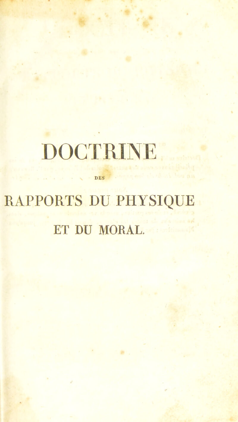 DES RAPPORTS DU PHYSIQUE ET DU MORAL.