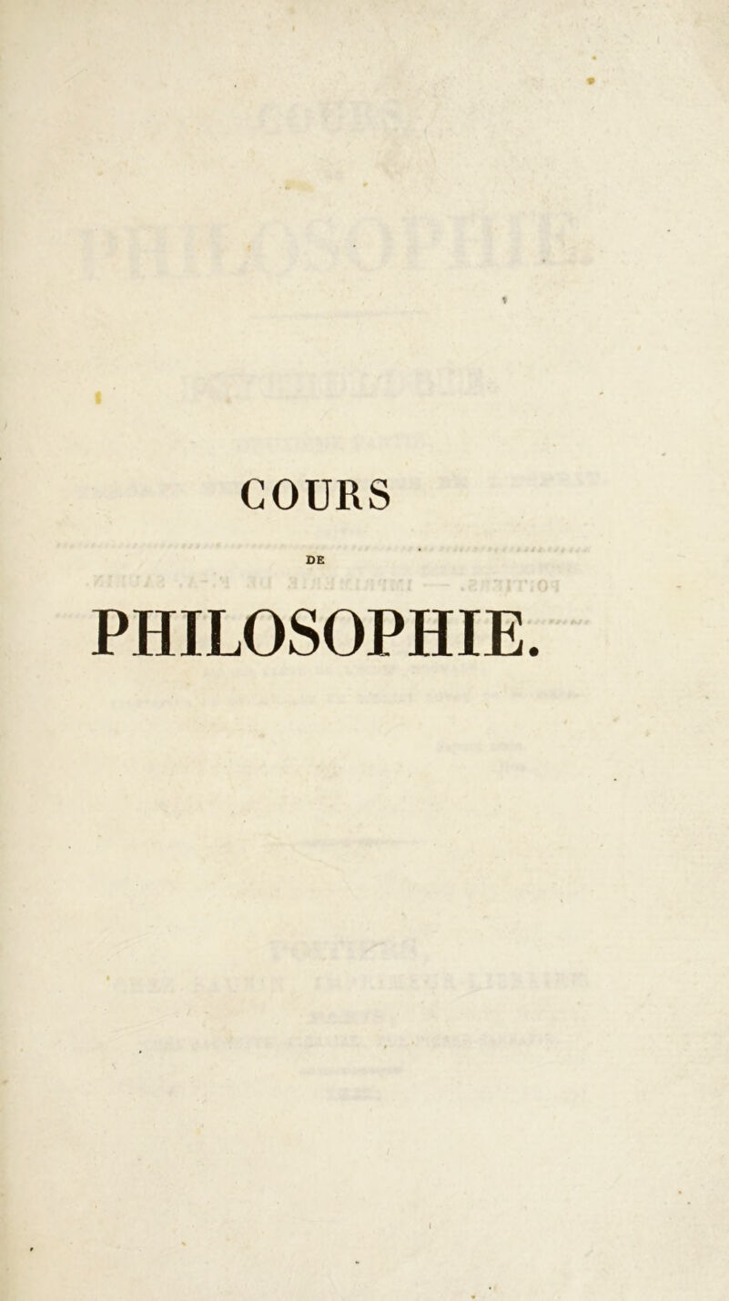 1 COURS DE PHILOSOPHIE.
