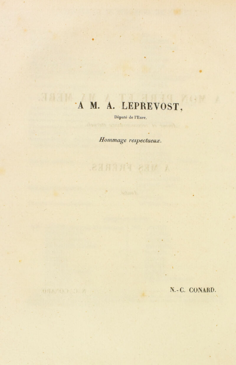 M. A. LEPREVOST, Député de l’Eure. Hommage respectueux.