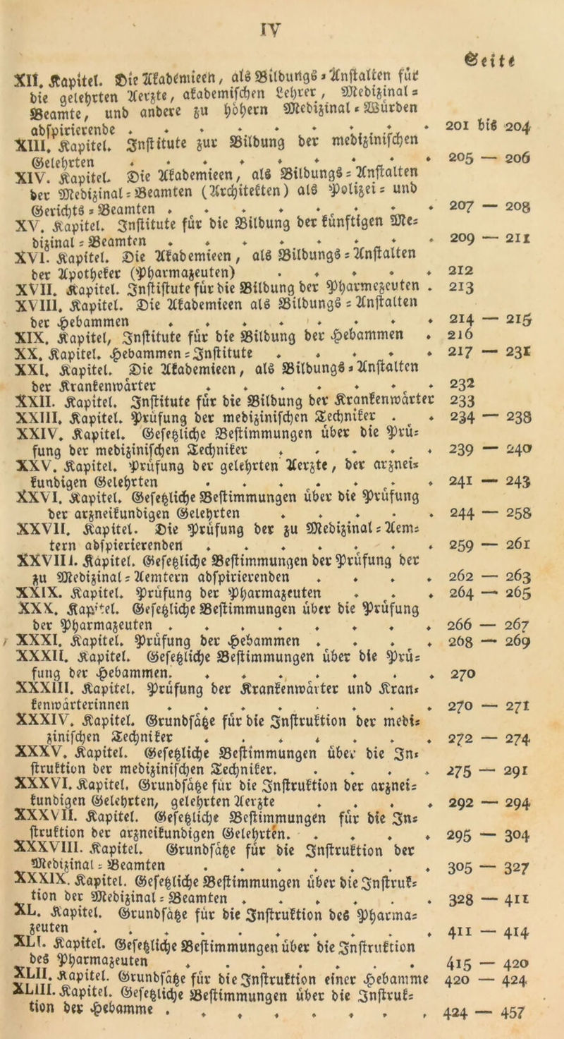&amp;cit* ♦ 201 btS 204 ♦ 205 — 206 ♦ 207 — 20g . 209 — 21I XVI. Äapitel. Die Xfabemieen , als 33ilbungS s Xnftalten bet tfpothefer (Pharmazeuten) . ♦ ♦ • ♦ 3X2 XVII. Äapitel. Snfliftute für bie »Übung bet Pharmezeuten . 213 XVIII. Kapitel. Die Xfabemieen als SSilbungS s Xnftalten bet gebammen 2I4 2I5 XIX. Äapitel, SnfHtute für bie SSilbung bet gebammen . 216 XX. Äapitel. gebammen s3nftitute ♦ . ♦ • * 217 — 231 XXI. .Kapitel. £)ie Xfabemieen, als SSilbungS*Xnftaltcn bet Äranfenrocirtet . . . . ♦ * ♦ 232 XXII. Äapttel. 3nftitute für bie SBilbung bet Äranfenmarter 233 XXIII, Äapttel. Prüfung bet mebijinifd)cn SEecbmter . ^ ♦ 234 — 233 XXIV. Äapttel. ®efe§ltd)e SSejtimmungen übet bie prüs fung bet mebijirtifc^jen Sedjnibet ♦ . . ♦ # ♦ 239 — 240 XXV. Äapttel. Prüfung bet gelehrten Xetjte, bet atjnei* funbigen ©eiehrten f ♦ ♦ 241 — 243 XXVI. Äapttel. ©efefclidje SJeftimmungen übet bie Prüfung bet arjneifunbigen ©ehrten . . • . 244 — 258 XXVII. Äapitel. Die Prüfung bet ju SOtebijinal s Xems tern abfpieticrenben ♦ . . . .c . ♦ 259 — 2ör XXVIIi. Äapitel. ©efe^lidje aSeftimmungen ber Prüfung bet ZU «fltebijinats 2tenitcrn abfpirierenben ...» 262 — 263 XXIX. Äapitel. Prüfung bet Pharmazeuten . ♦ 264 — 265 XXX. Äap'tel. ©efe^licbe SBeftimmungen über bie Prüfung bet Pharmazeuten ^ ....... ♦ 266 — 267 1 XXXI. Äapitel. Prüfung bet gebammen .... 268 — 269 XXXII. Äapitel. ©efe^lidje Seftimmungen übet bie Prü= fung ber gebammen. . . . . . . . 270 XXXill. Äapitel. Prüfung bet Äranbemuaiter unb Äran* fenmarterinnen ........ 270 — 271 XXXIV. Äapitel. ©runbfafce für bie Snftrubtion bet mebi* Zinifdjen 2;echni!et ....... 272 — 274 XXXV. Äapitel. ©efefclidhe S3efh‘mmungen über bie 3n* ftruftion bet mebijinifeben Sechnifer. .... 275 — 291 XXXVI. Äapitel. ©vunbfafce für bie 3njtruftion bet atjnets tunbigen ©elebrten, gelehrten letzte .... 292 — 294 XXXVII. Äapttel. ©efefclicb« a3cftimmungen für bie 3ns ftruftion bet arzneifunbtgen ©elebrten. . . . 295 — 304 XXXVIII. Äapitel. ©runbfafce für bie 3nftruftion bet «Ulebtzinal = »Beamten 305—327 XXXIX. Äapitel. ©efefclidje 33e{timmungen über bie 3njfru?s tion bet SJtebizinalr SSeamten ...... 328 — 411 XL. Äapitel. ©runbfäfce für bie 3nftruftion bcS Pharma« Zcutfn _ . . . . . . . . . . 4H — 414 ali. Äapttel. ©efefctidfje SSeftimmungeu übet bie3nftruftton beS Pharmazeuten 415 — 420 iir JLa*n.te*‘ ^tur&gt;bfa^e für bieSnftruftion einet Hebamme 420 — 424 ALiii. Äapttel. ©efe^iidje iBeftimmungen über bie 3nftruf= tion bet Hebamme 424 — 457