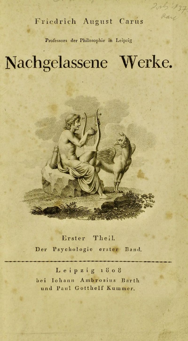 o Professors der Philosophie in Leipzig Nachgelassene Werke. Erster Tlieil. Der 1? s y c li o 1 o g i e erster Band. Leipzig 1 ö o Ü bei I o li a n n Ambrosius B a r l h und l’aul G o 11 li e 1 f Kummer.