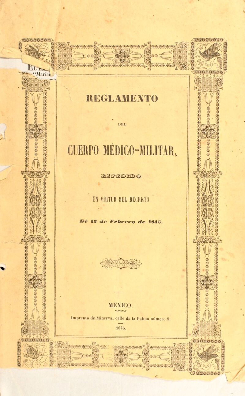 i)!1* m» •A'»] & : ','C-, : JS ,-V REGLAMENTO UKL CUERPO MÉDICO-MILITAR, ffiSS?3&SS>&3SH> VIRTUD DEL DECRETO 18 de F'ebeeeo de fiSJS, MÉXICO. MWVUV Imprenta de Minerva, calle de lu Palma número ü. 18 íü.