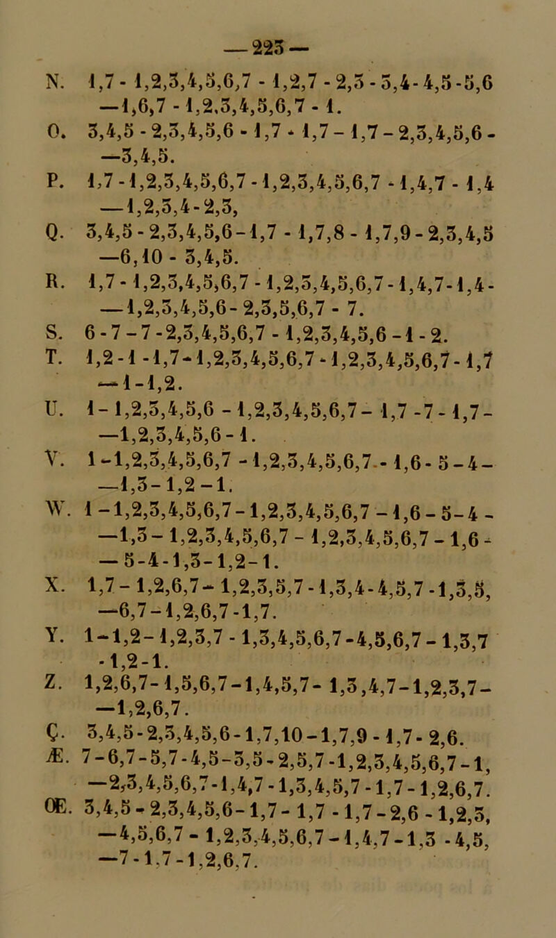 225 — N. 1,7 - 1,2,3,4,3,6,7 -1,2,7 - 2,3 - 5,4- 4,5 -5,6 -1,6,7 -1,2,3,4,5,6,7-1. O. 3,4,5-2,5,4,5,6-1,7* 1,7 - 1,7 - 2,3,4,5,6 - —3,4,5. P. 1,7-1,2,3,4,5,6,7-1,2,3,4,5,6,7 -1,4,7- 1,4 — 1,2,5,4-2,3, Q. 3,4,5-2,3,4,5,6-1,7 - 1,7,8 - 1,7,9-2,3,4,5 —6,10 - 3,4,5. R. 1,7 - 1,2,3,4,5,6,7 -1,2,5,4,5,6,7-1,4,7-1,4- —1,2,5,4,5,6- 2,3,5,6,7 - 7. S. 6 -7 -7 -2,5,4,5,6,7 -1,2,3,4,5,6 -1 - 2. T. 1,2-1 -1,7-1,2,3,4,5,6,7 -1,2,3,4,5,6,7-1,7 —1-1,2. U. 1-1,2,5,4,5,6 -1,2,3,4,5,6,7- 1,7 -7-4,7- —1,2,5,4,5,6 - 1. V. 1 -1,2,3,4,5,6,7 -1,2,3,4,5,6,7.- 1,6- 5-4- —1,5-1,2 -1. W. 1 -1,2,3,4,5,6,7 -1,2,3,4,5,6,7 -1,6 - 5- 4 - -1,3- 1,2,3,4,5,6,7 - 1,2,3,4,5,6,7- 1,6- -5-4-1,3-1,2-1. X. 1,7- 1,2,6,7- 1,2,3,5,7 -1,3,4-4,5,7 -1,3,5, —6,7-1,2,6,7 -1,7. Y. 1-1,2-1,2,3,7-1,3,4,5,6,7-4,5,6,7-1,3,7 -1,2-1. Z. 1,2,6,7- 1,5,6,7-1,4,5,7- 1,3,4,7-1,2,3,7- -1,2,6,7. Q. 3,4,5-2,3,4,5,6-1,7,10-1,7,9 -1,7- 2,6. M. 7-6,7-5,7-4,5-5,5-2,5,7-1,2,3,4,5,6,7-1, -2,3,4,5,6,7-1,4,7 -1,3,4,5,7 -1,7-1,2,6,7. 0G. 3,4,5-2,3,4,5,6-1,7- 1,7 -1,7-2,6 - 1,2,5, 4,5,6,7 - 1,2,3,4,5,6,7 -1,4.7 -1,3 - 4,5, —7-1,7-1,2,6,7.