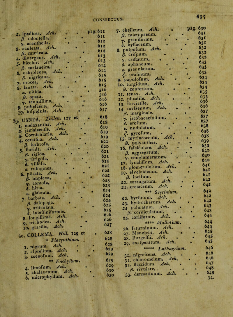 69S 2, fpaJicea. ^ch. • • yS. odontella. • • y. acanthella. ' • • 3, aculeata, y^ch, • y3. muricata. • • 4. divergens, ^ch. • 5, bicolor. Jch, • • roelaneira. 6. ocbroleuca. Jch, yS. nigricans. 7. crocea, • g, lanata, ydc/i, • • nitida. • • y3. opaca. • • y. tenuiflinaa. • • g. pubefcens. AcTi, * ■»0. hifpidula. Ach. • 59. USMEA. 127 et j. melaxantba. Ach» 3. iamaicenfii. '^‘7* 3. Cornicularia. Ach. • 4. ceratina. Ach. • y3. fcabrofa. • * 5. florida. Ach, • /3. rigida. . • y. ftrigofa, • • (J, villftfa. • • g, Tubiginea. 6. plicata. Ach, • • y3. implexa, • y. comofa» • * i, hirta. • • g, glabrata. • • 7. barbata. Ach, • y5 dafopoga. • y. articulata. inteftiniformis, g. longifiima. Ach. , ttiihodea. Ach, « IO. gracilis. Ach. • 4o. COLLEM A. HUI. 129 et V Placyjithium. , 1. nigriinci. Ach. • 2. afprellnrn. Ach, , 3. coenoCuin. Ach, ** JEnchylium. 4. lirnofum. Ach. 5. cbalaaanum. Ach. 6. micropbyllum. Ach. .611 6i£ 6l2 612 612 613 613 ' 6(4 614 615 615 615 5^6 5*6 616 616 617 61S 618 619 619 619 620 620 621 621 621 621 622 622 623 623 624 624 624 625 625 626 626 627 , 628 628 628 629 629 629 629 630 630 7, cheileum. Ach, • y3. miciopaeum. . y. graniforme. < • i, byffaceum. • 1 g. pulpofum. Ach, • y3. crifpum. • • y, criftatum. • • (f. aphaneurn. • • g. granulalura, • ' prafinum. • 9. papulofum, Ach, . 10. turgidum. Ach. , /3. confertum. • 11. tenax. Ach. • • 12. plicatile. Ach. • 13. fluviatile. Ach, , 14. melaenum. Ach, • j3. marginale. . « y. jacobaeaefolium, , i. erofum. . • g. undulatum, , « gyrofum, , • 15. myriococcum. Ach, /3. polyanthes. , • 16. fafciculare. Ach, , fi, aggregatum. y. conglomeratum. . 17. fynalilTum. Ach, , 18. glomerulofum. Ach, 19. elveloideum. Ach, /3. iricifum. , • 20. corrugatum. Ach, , 21. cretaceum. Ach, , *** Scytinium. 22. byrfinum, Ach, , 23. hydrocharum. Ach. 24. palmatum. Ach. , corniculatum. • 25. coriiforme, Ach. • **** Mallotium, 26. faturninum. Ach, 27. Menziefii. Ach, , 28. Burgefiii. Ach. , 29. exafperatum. Ach, ***** Lathagrium, 30. nlgrefcens. Ach, , 31. chloromelum. Ach, 32. flaccidum. Ach. , y3. rivulare. . . • 33. dermatiuum. Ach. pag. 630 631 631 631 632 632 632 633 633 633 634 634 634 635 635 636 636 637 637 637 638 638 638 639 639 640 640 640 641 641 64T 642 642 642 642 642 643 643 644 644 644 645 645 645 646 646 646 647 648 . 648 34.
