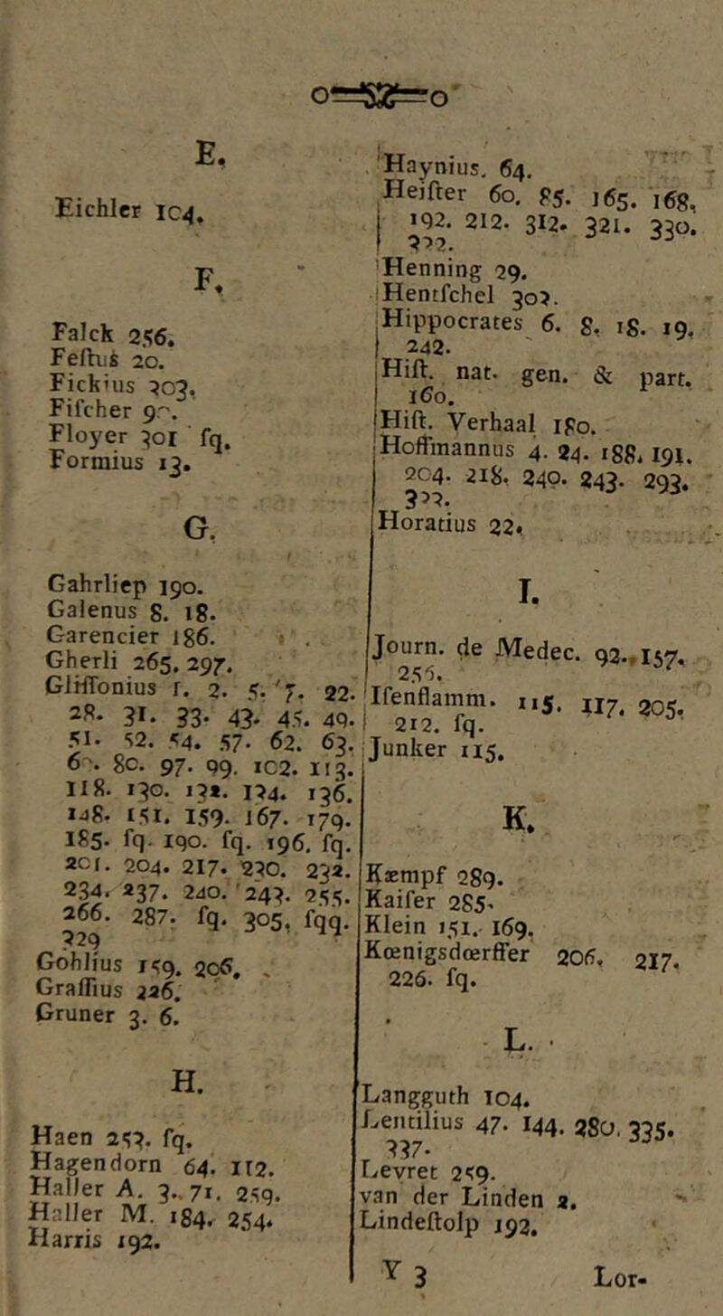 E, Eichler IC4. o?=^S»=^o' F, Falck 256. Feftiii 20. Fickius 50'?, Fifcher gr. Floyer :jor fq, Formius 13, Cr, *Haynius, 64. Hejfter 60. F5. 165. ,68, 192. 212. 312. 321. 330. t 922. ^ 'Henning 29. iHentfchcl 30?. 'Hippocrates 6. S. ig. 19. I 242. jHift. nat. gen. & part. i 160. jHift. Verhaal igo. Hoffraannus 4. 24. igg, 191, 204. 2ig, 240. 243. 293, 3^3. Horatius 22« Gahrliep 190. Galenus g. ig. Garencier ig6. Gherli 265. 29jr. GlHTonius r. 2. 22. 2g. 31. 33. 43. 45^ j 51. S2. 54. 57. 62. 63. 6 -. 8c. 97, 99. IC2. 113. II8. 130. 131. 134. 136. 1^8. 151. i.‘;9. 167. 179. 1S5. fq- iqo. fq. 196, fq. acj. 204. 217. 230. 232. 234. 237. 240. '243. 2S5. 266. 287. fq. 305, fqq. Gohiius i<?9. 206, . Graflius 336. Gruner 3. 6. H. Ha en 253. fq. Hagendorn 64. 112. Haller A. 3.. 71. 2sg. HalJer M. 184. 254. H arris 192. Journ. de Medec. 92..!^% )' 25-5. » 3/ Ifenflamm. 1,5. jj, 205, 212. fq. Junker 115. K. Kaempf 289. Kaifer 285' Klein »51. 169. KtenigsdtBrffer 206, 217, 226. fq. l. Langguth T04. Lentilius 47. 144. 280, 335. 337. ^ Leyret 2<9. van der Linden 2. Lindeftolp J92, Lor-