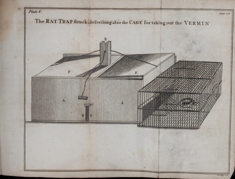 Plate r. ~ ~ The Rat Trap ftruck.defcribing- also the CAGE for taking out the VERMIN
