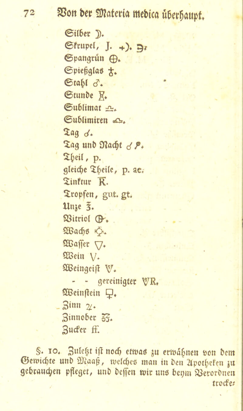 ©t(6cr ])♦ ©frupct, J. 4.), ©pattgrun 0» ©pic^glaö ©ta^t J'. ©tunDe g* ©ublintöt -TU, ©ublimiccn »&♦ 5:09 cf* %aQ unb O^ac^t cf p* , p. gleiche p. ae.- ^tropfen, gut. gt. Uuje 5. SSitriol ©-♦ S[Bacbö 1^. Sa>ajTec y* 5öetn V* SOBeingetfT y* - - gereinigtet: Wt 55>cin|lein -Stnn 3inno6ct 3wcfcc ff. §. IO* noef) efttjaö ju ernja^ncit Pott bein ©croiebfe unb tveicbee man in ben '2ipot|->efen ju 9cbcaud;en pjfeget, iinb beffen mir unö bet;m ^erorbneii troefe;