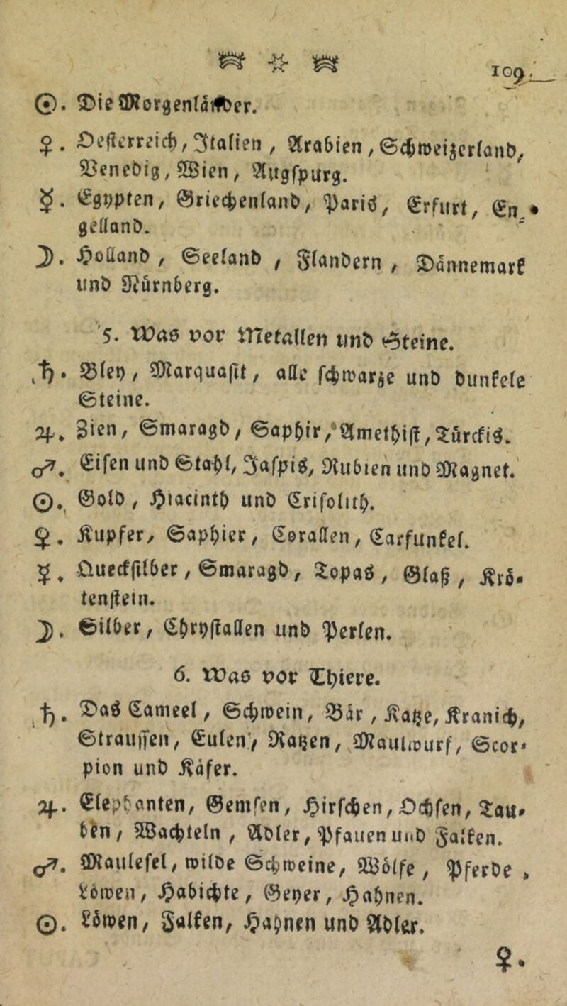 ©. $>ie ÖRorgenläifber. ^öeffcrreict), Italien, Arabien, ©dbtoeigerlanb. Sßenebig, 9Bien, 8u$fpurg. £• Ägypten, ©riecfcenfanD, <pariä, Erfurt, (£n ♦ gedanD. . ' 's J). -frodanD , ©eelanb , SlanDern , £dnnemare unD Nürnberg. 5. Wae vov metallen unD Steine. t1}. 35fet), 3)iarqua(]t, ade fcfcrcarje unD Dunfeie ©teine. ap. Sicn, ©maragb, ©apbir/Slmetbiff, $ürcfi$. o*. <£ifcn unD eta$l, 3afpi$, Nubien unD Magnet. 0* ©olD, ijuacintb unD Srifolitb. $>. Tupfer, ©apjjier, Doraden, (Sarfunfel. ¥. üuecfftlber, ©maragD, Sopaö , @la|j, £r$. tenjtein. J). ©ilber, S&ryfiaden unD perlen. 6. tt)aö poc Cl^iere. t>. $a$£ameel, ©c&roein, 25ar, tfalje, tfranicfc, ©trauften, £u(en> Taljen, SKauUourf, ©cor* pion unD $äfer. q,. eleganten, ©emfen, £irfc&en,Mfen, Zau* bin, SBacfcteln , SlDler, Pfauen ui.D Saiten. o*. SDUulefel, roilDe ©ebroeine, $B36lfe, <pferDe > l'oroen, £abic&te, (9eyer, J?a&nen. 0. £6n>en, 3«tfen, ^a^nen unD 5lDlar. ?•