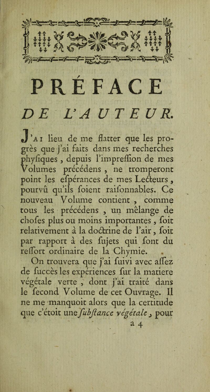 D tt Wen at AO the tits SLA | th LA GT AN SD FA His a [ROLL OG AE INS PREFACE DE LAUTEUR. J Ar lieu de me flatter que les pro- grès que j'ai faits dans mes recherches hyfiques , depuis l’impreflion de mes Paha. précédens , ne tromperont point les efpérances de mes Lecteurs , pourvû quils foient ratfonnables. Ce nouveau Volume contient , comme tous les précédens , un mélange de chofes plus ou moins importantes , foit relativement à la doctrine de I’air , foit par rapport a des fujets qui font du reffort ordinaire de la Chymie. . On trouvera que j'ai fuivi avec aflez de fuccès les expériences fur la matiere végétale verte , dont j'ai traité dans le fecond Volume de cer Ouvrage. Il ne me ‘manquoit alors que la certitude que c’évoit une /vb/ftance végétale, pour qa a 4