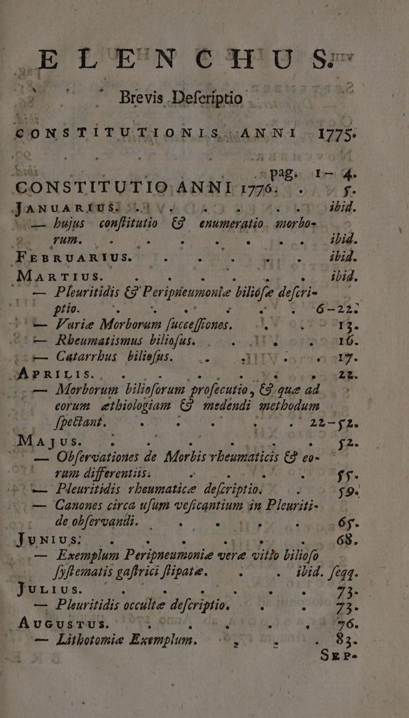 ^^ deadly iu fce ^ 1 a g Brevis .Deferiptio CONSTITUTIONIS..A il NI 1775 n À ^ pag. I-— 4. CONSTITUTIO ANNI 1776: ; $f- dJonuanda i: V (OE AE. — bujus con iénio PN enumeratio. Mnorbos fum. s. : ; - CN 2 QU VR RUE RDAX*TUS.T 0.057 0. UH Ep 7 à ManTrtus. .. fli. UL Phauritidis €? Poripieumie Hiliófe defiri- — /— prio. f ia o dvd or e C. Purie Morborum fuccef P0HAS, . MN QITU TIS, ^w Rbeumatismus bihofus. |... (5. 5.045. — Catarrbus | biliefus. 4 dM orca a. MAPKILIS.,,. EE 21. D— Morborum Bilioforum profecutio GR que ad eoru vic eed medendi qetbodum v Jpettant. . : 0| 22-62. MaAjvs. : : | j2- M end o dia T, Moris vheunatici V» £0- ^ | rum differentiis. . ] : f$. Po Pleuritidis rbeumatice defiriptio. : $9- — Canones circa ufum vef temm in Pleariti- mol 46ObOdNAL . 560. v qu ; 65. JvNivs; . nir 68. — Exemplum Peripneumonie vere vido bilicfo Jfyftematis gaftrici fripate. : . 4bid. fegq. Jurivs. Rr. VEMM — Pleuritidis ecculte defiriptio, , ; TA. .AvGUsTUS. [4 R s ET». — Litbotomie Exemplum. ian E oo S99 $