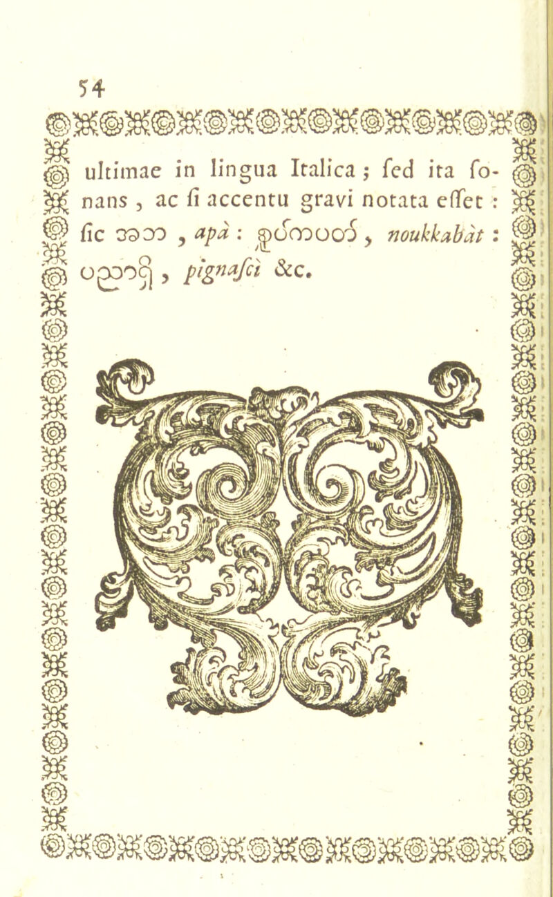 (g ultimae in lingua Italica j fed ita fo- <$[ nans , ac fi accentu gravi notata eflfet : ^ © fic , apd : £>6moc6 > noukkabdt : ® @ OjX>o£j » t&afci &C- @!