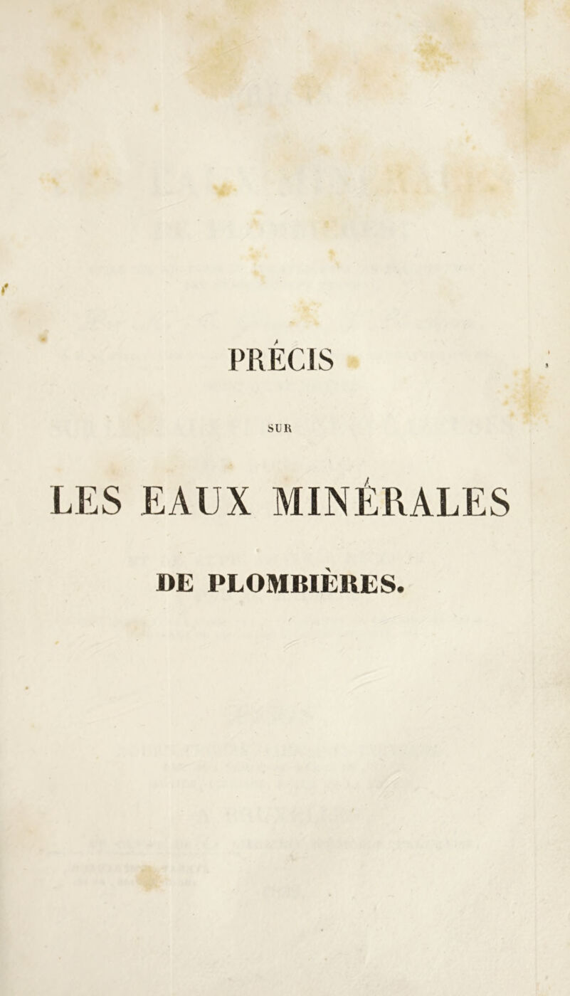 PRÉCIS DE PLOMBIÈRES.