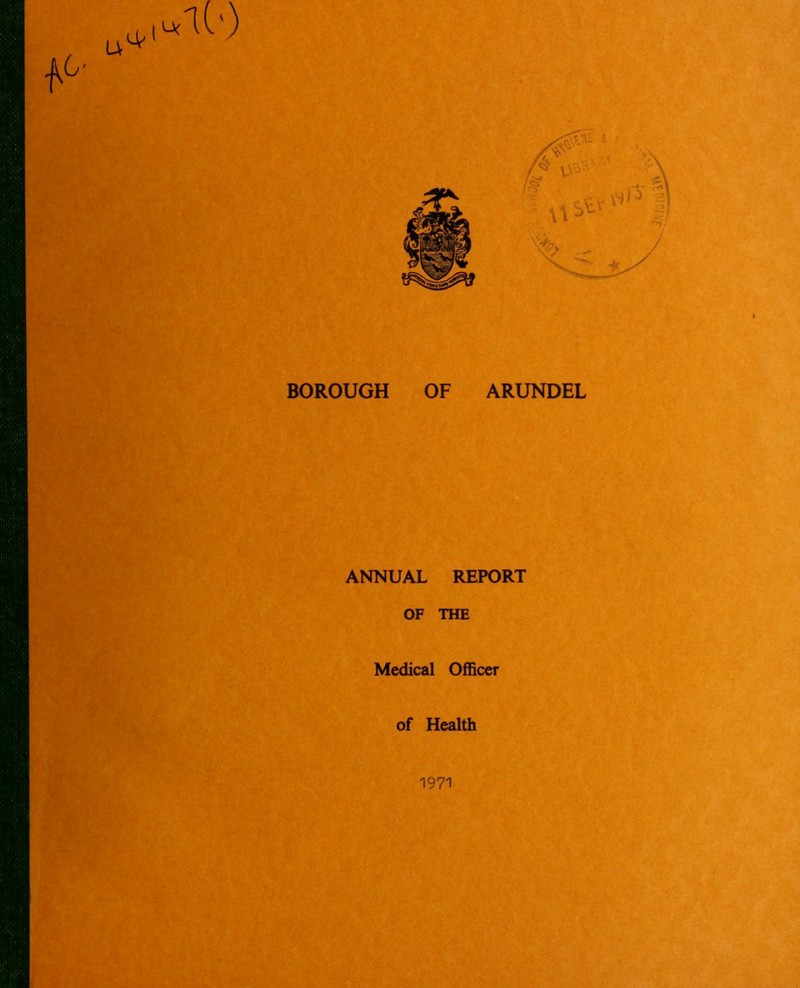 BOROUGH OF ARUNDEL ANNUAL REPORT OF THE Medical Officer of Health 1971 I