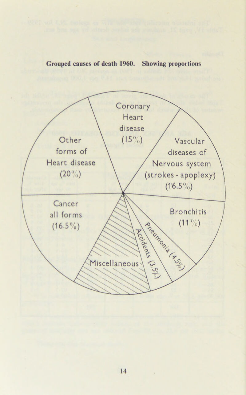 Grouped causes of death 1960. Showing proportions
