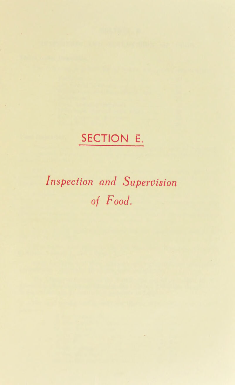 Inspection and Supervision of Food.