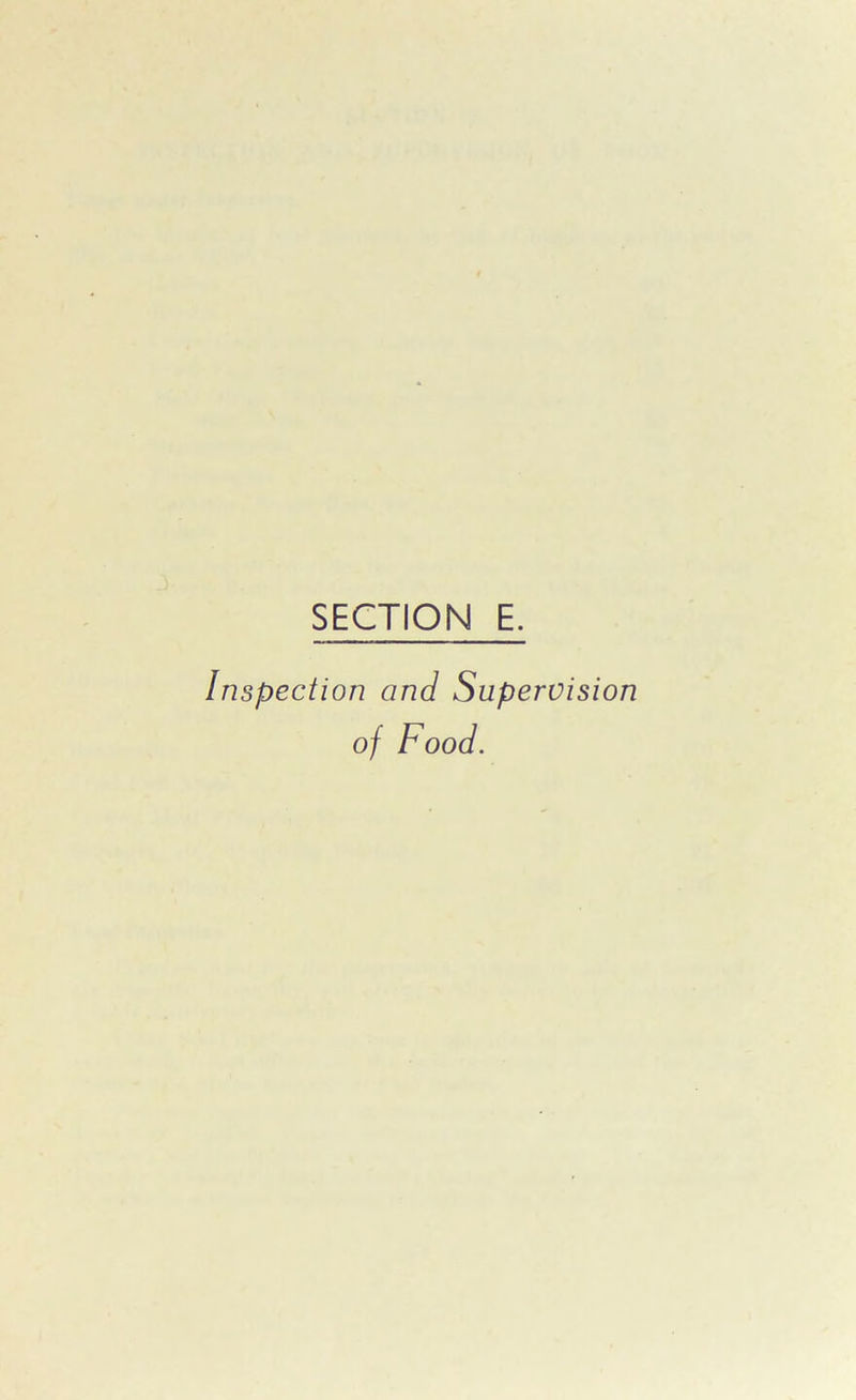 Inspecti on and Supervision of Food.