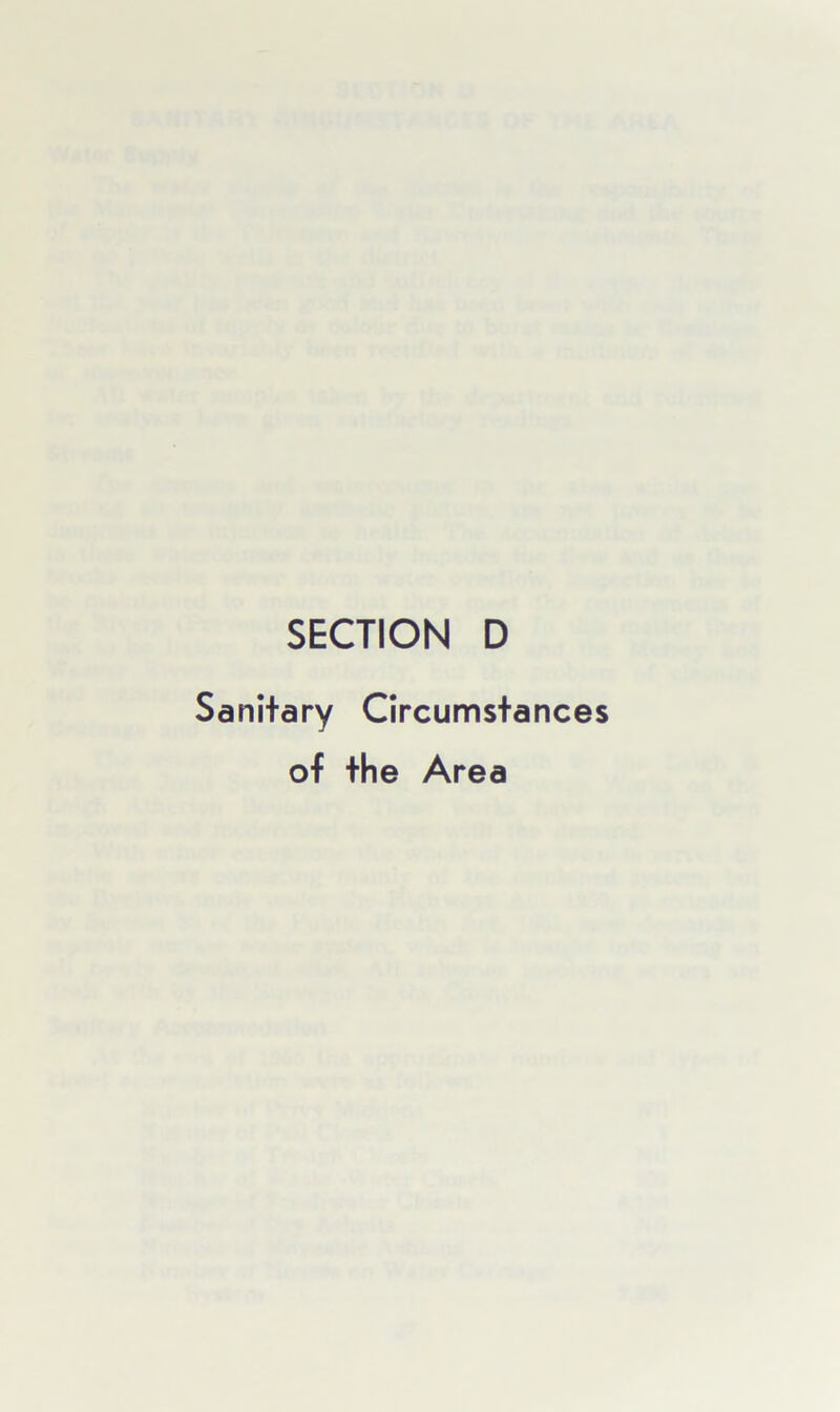 Sanitary Circumstances of the Area