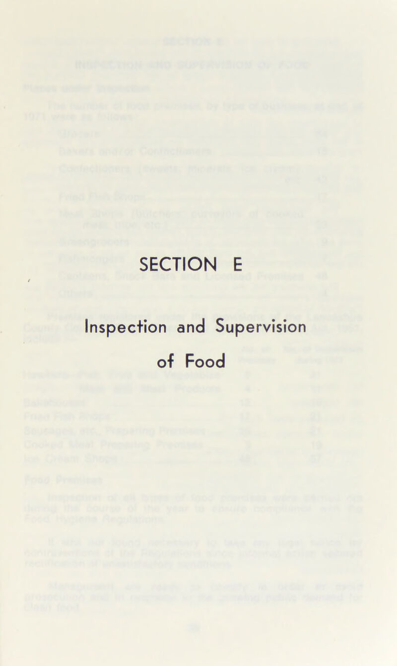 pection and Supervision of Food
