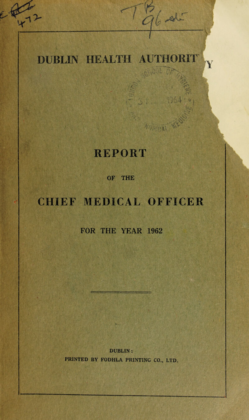 Mr' mm ■ill r~ V- DUBLIN HEALTH AUTHORIT , v<£S* \s REPORT OF THE CHIEF MEDICAL OFFICER FOR THE YEAR 1962 DUBLIN: PRINTED BY FODHLA PRINTING CO., LTD.