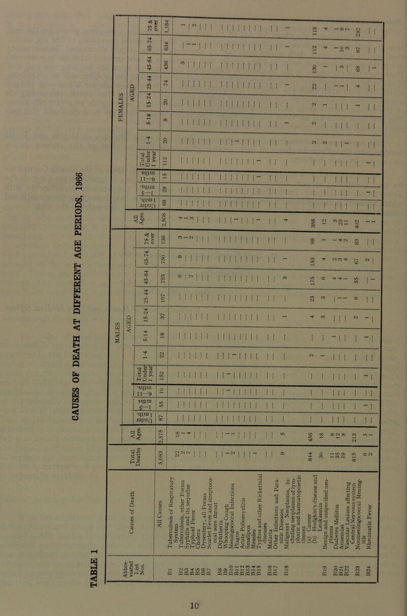 CAUSES OF DEATH AT DIFFERENT AGE PERIODS, 1966