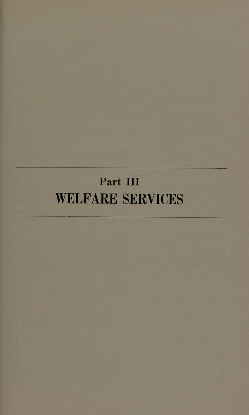 Part III WELFARE SERVICES