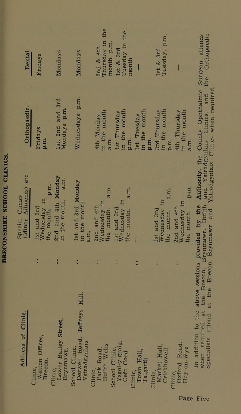 BRECONSHIRE SCHOOL CLINICS,