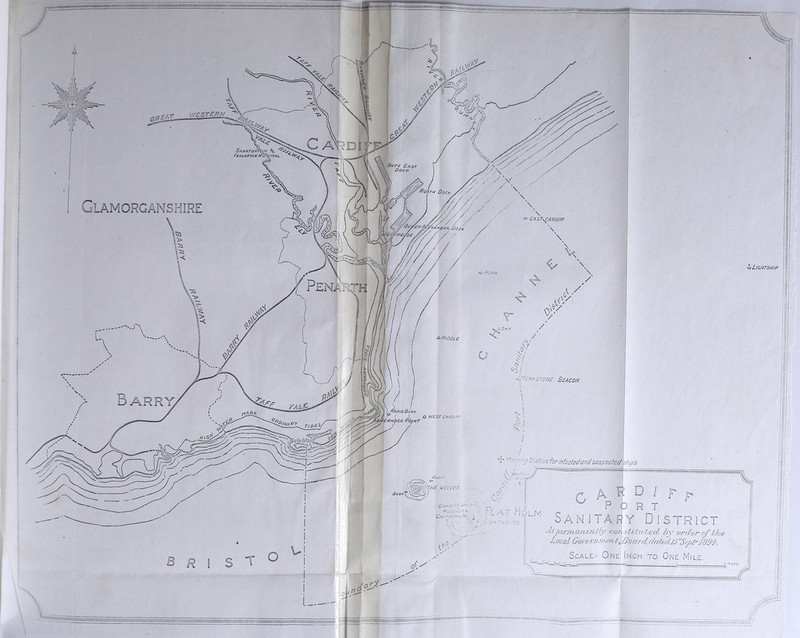 WESTERN Sauatori /SOLAT/OV Glamorganshir 'ASr^CARD/rf \non*. Co. & Lightship ■M/DOLC vast one Beacon Rah/aBuoy c wcsr casc >/HARY r,nzS •? for infected and suspected Buoy* Is[oermctn,euUy 007 Local Govern-m/y/it t Scaled One titniecl by ore/or of t/i>& Board, dabd/BScyd J894-. Inch to One Mile. 1 j J - ■