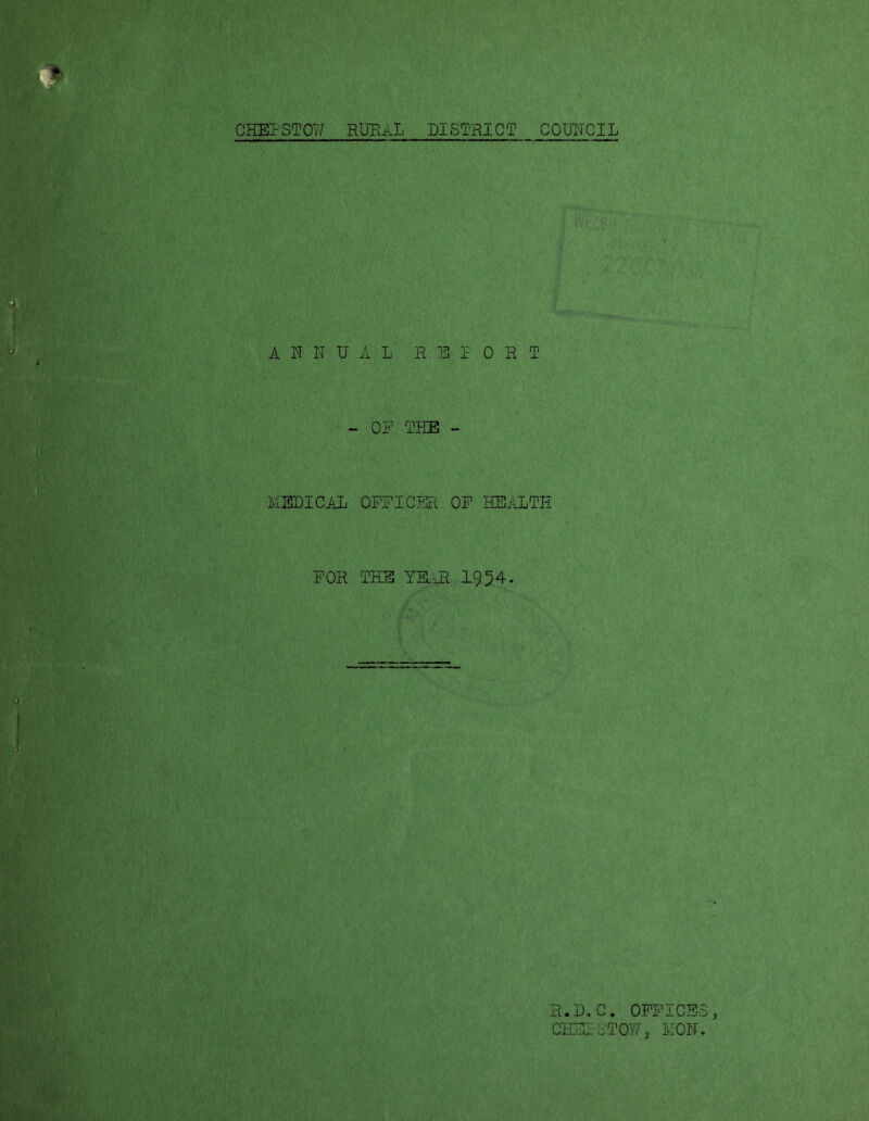 MEDICAL OFFICER OF HEALTH FOR THE YEAR 1954. R.D.C. OFFICES, CHEF STOW, ICON.