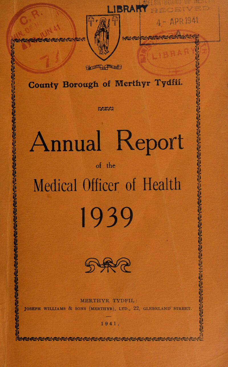 MERTHYR TYDFIR : JOSEPH WIEEIAMS & SONS (mERTHYR). ETD., 22, GLEBEEAND STREET,