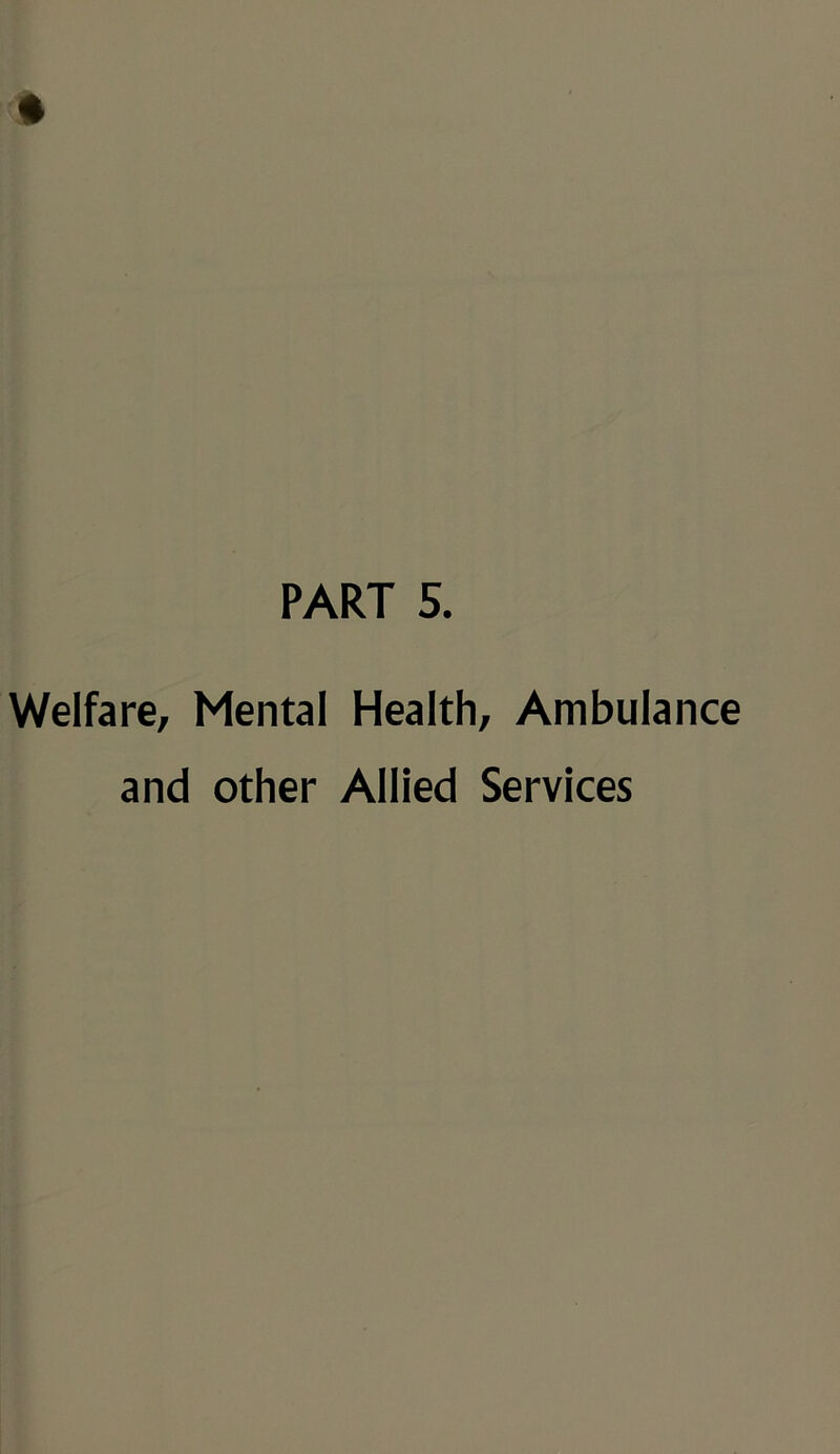 Welfare, Mental Health, Ambulance and other Allied Services