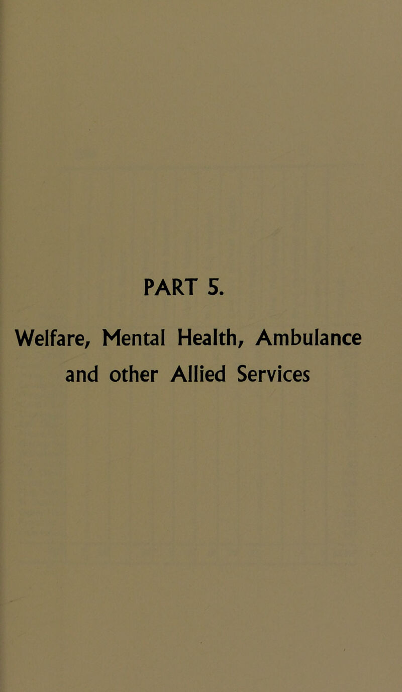 Welfare, Mental Health, Ambulance and other Allied Services