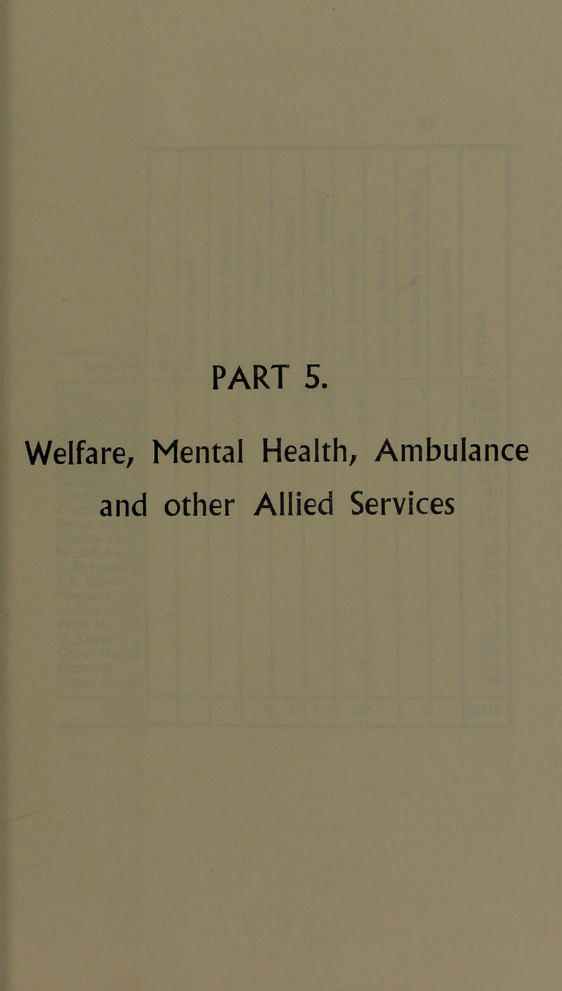 Welfare, Mental Health, Ambulance and other Allied Services