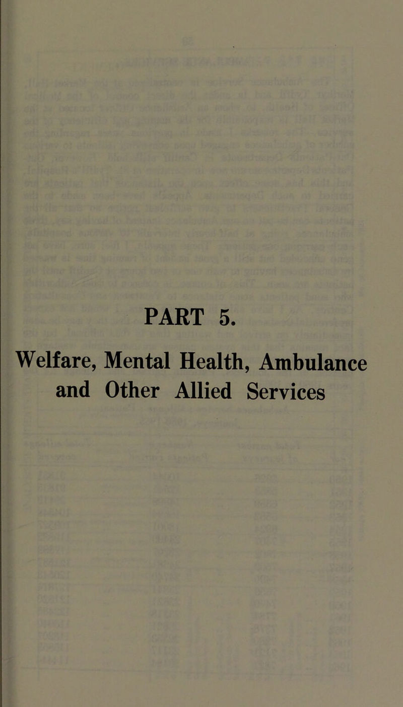 Welfare, Mental Health, Ambulance and Other Allied Services