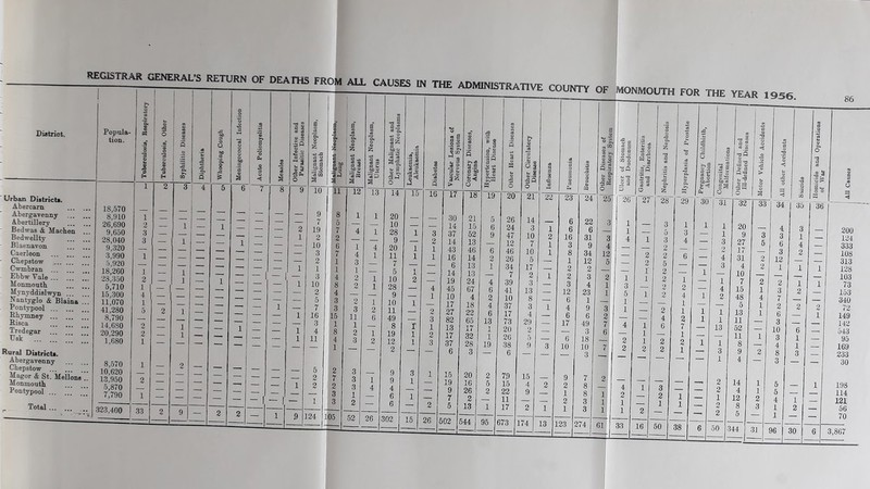 REGISTRAR GENERAL’S RETURN OF PEA ms FROM ALL CAUSES IN THE ADMINISTRATIVE COUNTY OF MONMOUTH FOR THE YEAR 1956. 9 p 01 7> CU o ti.. Ph 2: a ^q q sS — ® eS % s 0 1 ^ « 27 28 29 3 1 — 5 3 1 3 4 2 2 2 6 2 5 1 2 1 2 1 — 2 2 1 2 4 — 2 1 — 4 2 1 6 7 1 — 1 1 2 2 2 2 1 — _ 1 3 — 2 1 — 1 1 2 — — 16 50 38 86 [3 g a '43 ■ ce X q o Oh 'sFrsT 1 1 3 2 4 3 1 4 2 1 1 13 1 3 1 60 « 3 a> M O 32 20 9 27 17 31 4 10 7 15 48 5 13 11 52 11 8 9 4 14 4 12 8 5 344 31 — a “33 3 5 2 2 2 1 4 1 1 “34 4 3 6 3 12 1 2 3 7 2 6 3 10 3 4 8 3 96 30 35 i's B Te 200 124 333 108 313 128 103 73 153 340 72 149 142 543 95 169 233 30 198 114 121 56 70 3,867