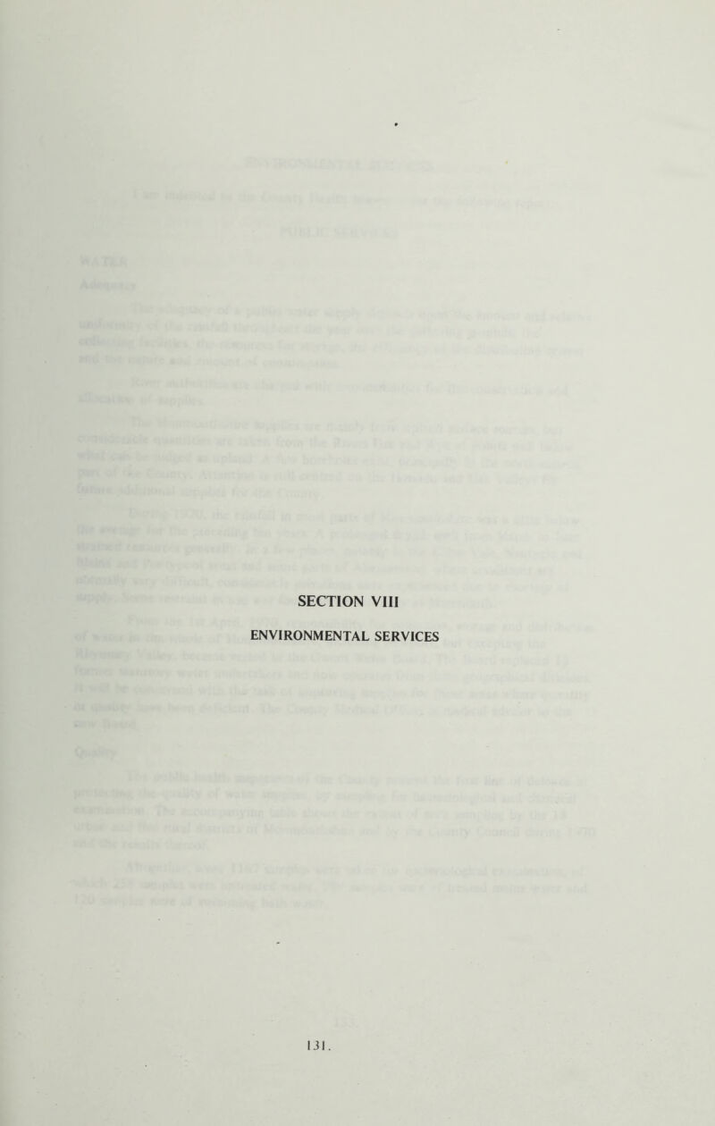 SECTION VIII ENVIRONMENTAL SERVICES