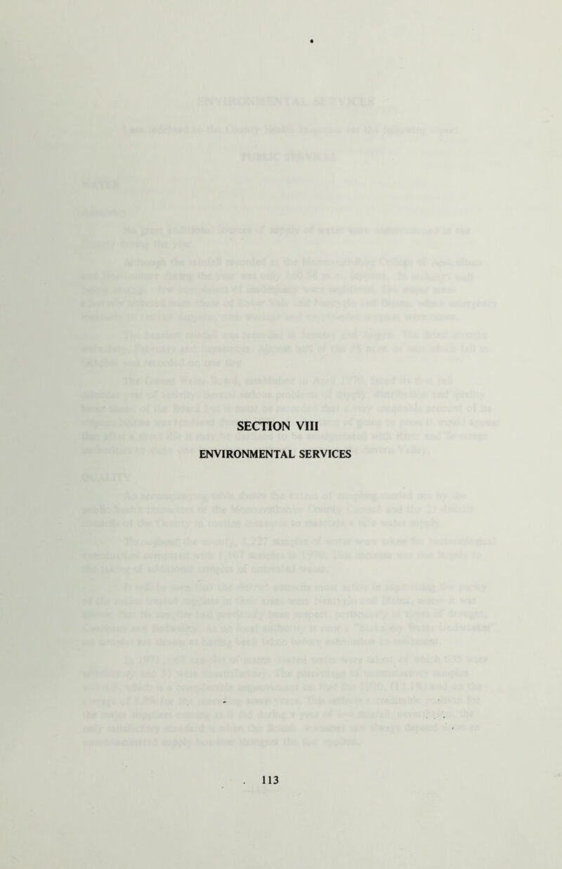 SECTION VIII ENVIRONMENTAL SERVICES
