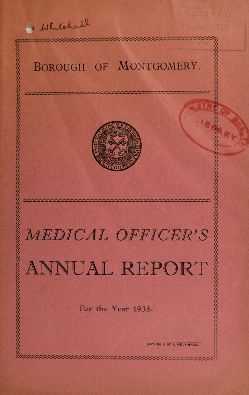 » LXiAoJfi- Borough of Montgomery. *Y MEDICAL OFFICER’S ANNUAL REPORT For the Year 1938. GWYNNE 4. SON, WELSHPOOL.