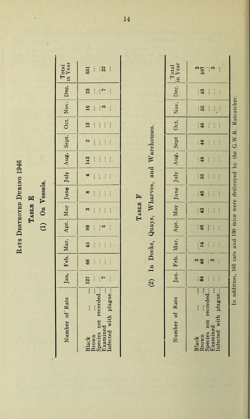 Eats Destroyed During 1946 Ff) n < EH d O o c o 2 bo 3 < a C a 3 : o • o V G-a ^ C a X e mccic/2W,5 In addition, 185 rats andi 130 mice were des'troyed by the G.W.R. Ratcatcher.