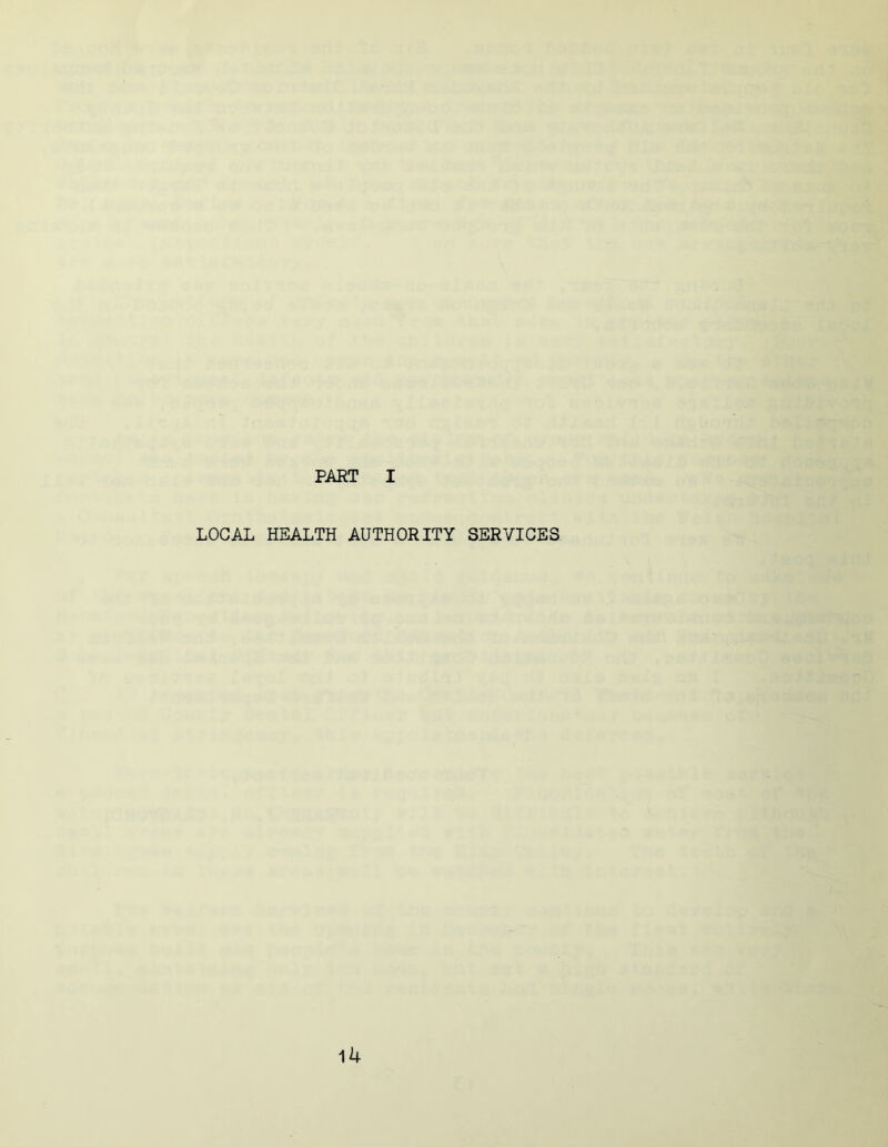 PART I LOCAL HEALTH AUTHORITY SERVICES