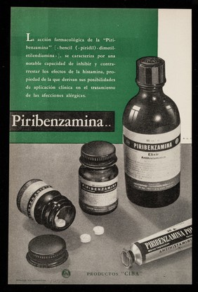 Cibalgina analgésico, sedante, antipirético ... : Piribenzamina ... / CIBA.