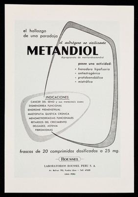 El hallazgo de una paradoja : el andrógeno no virilizante Metandiol, dipropionato de metilandrostendiol ... / Laboratorios Roussel Perú S.A.